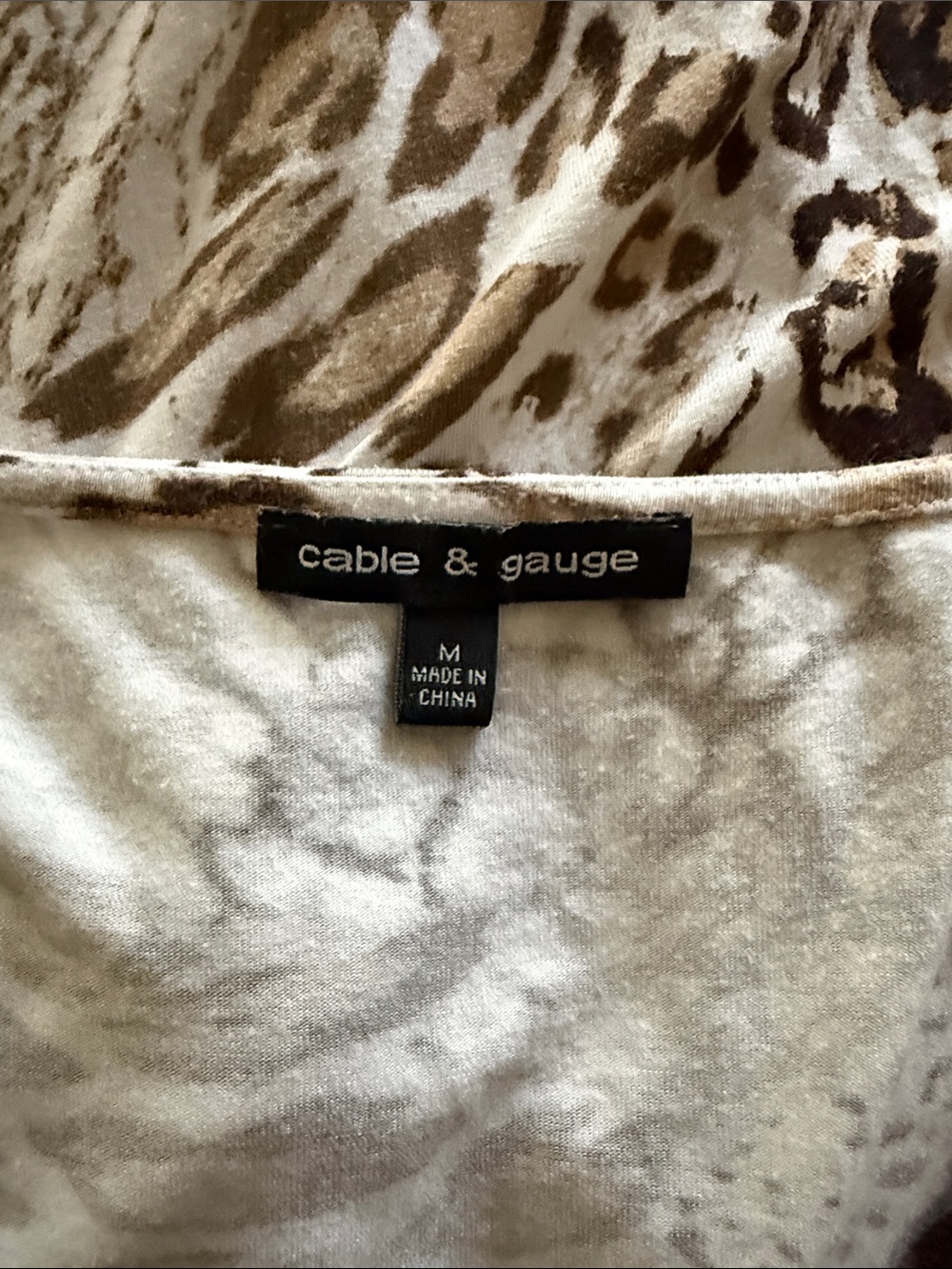 Cable & Gauge Beige and Brown Animal Print V-Neck top - Picture 5 of 6